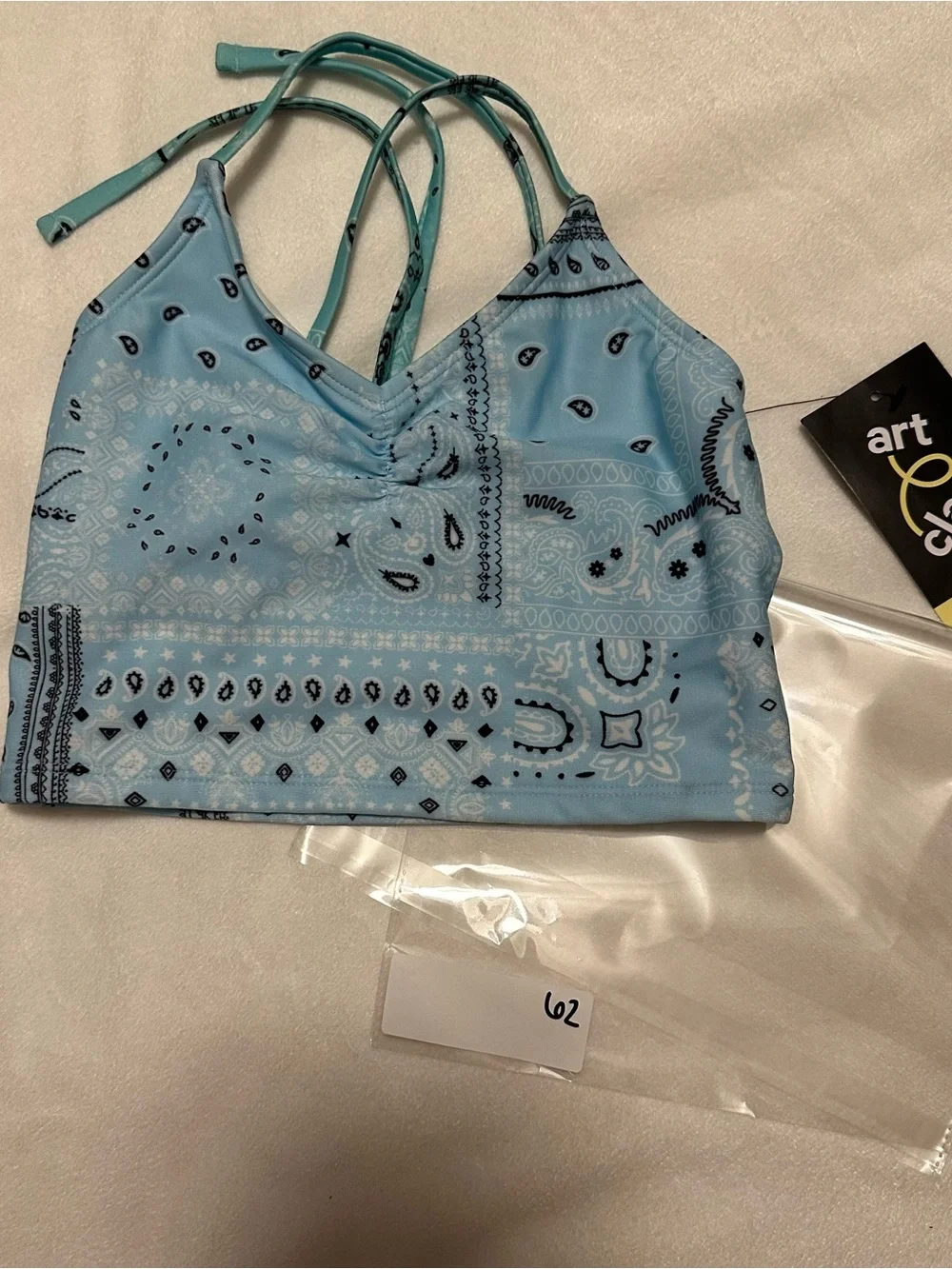 art class Light Blue Bandana-Print Strappy Swim Top